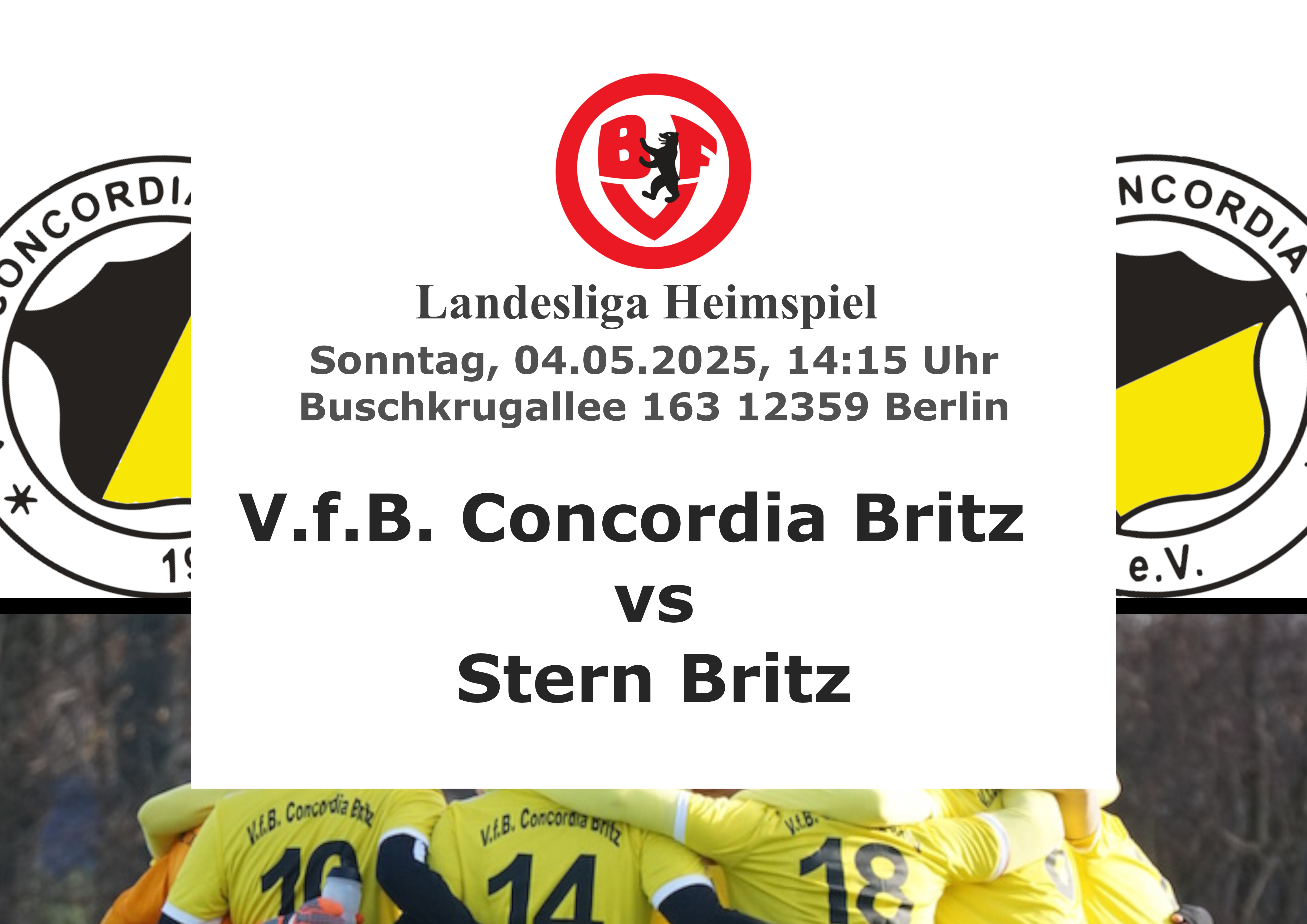 Plakat für das nächste Heimspiel